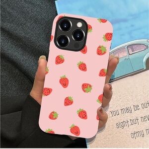 Case Compatible With For IPhone 16 Pro Max, Pink Smiling Strawberry Phone Case